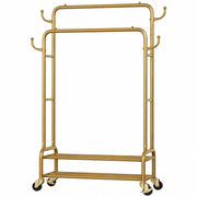 Yorbay Kleiderständer mit Rollen, Doppelstange, 2 Ablagen & 4 Haken - YB106-T075 - 13 - Yorbay.de