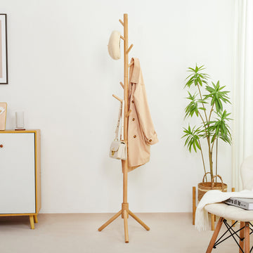 Garderobenständer aus Holz mit 8 Haken für Flur, Schlafzimmer und Badezimmer —