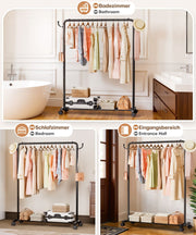 Yorbay höhenverstellbarer Kleiderständer aus Metall mit Rollen, Haken und Ablage - YB087 - T071 - 8 - Yorbay.de