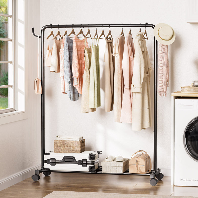 Yorbay höhenverstellbarer Kleiderständer aus Metall mit Rollen, Haken und Ablage - YB087 - T071 - 2 - Yorbay.de