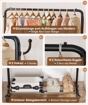 Yorbay höhenverstellbarer Kleiderständer aus Metall mit Rollen, Haken und Ablage - YB087 - T071 - 4 - Yorbay.de