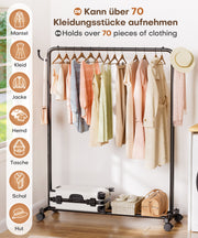 Yorbay höhenverstellbarer Kleiderständer aus Metall mit Rollen, Haken und Ablage - YB087 - T071 - 5 - Yorbay.de