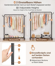 Yorbay höhenverstellbarer Kleiderständer aus Metall mit Rollen, Haken und Ablage - YB087 - T071 - 6 - Yorbay.de