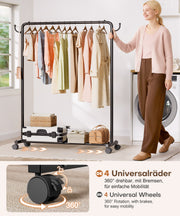 Yorbay höhenverstellbarer Kleiderständer aus Metall mit Rollen, Haken und Ablage - YB087 - T071 - 7 - Yorbay.de