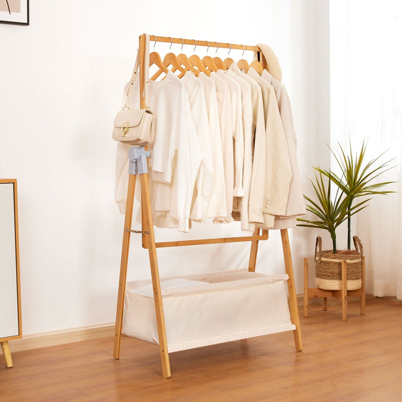 Yorbay Kleiderständer aus Bambus mit Aufbewahrungskorb - YB057 - Z104 - 2 - Yorbay.de