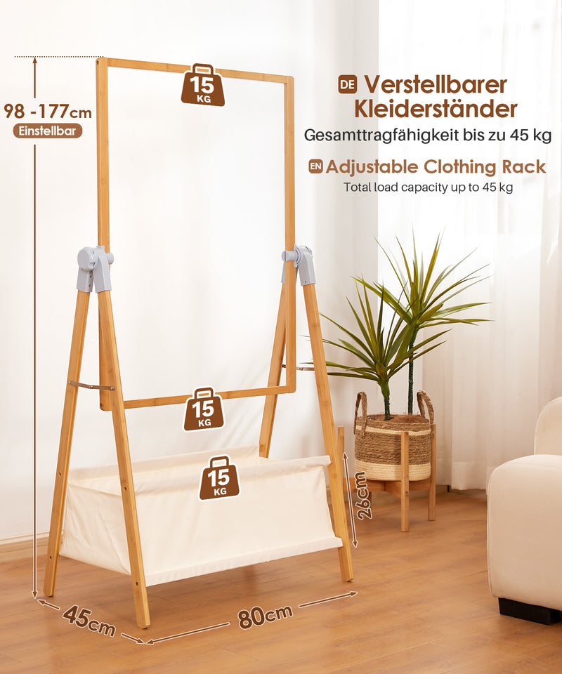 Yorbay Kleiderständer aus Bambus mit Aufbewahrungskorb - YB057 - Z104 - 3 - Yorbay.de