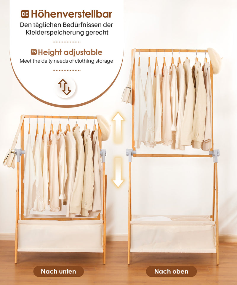 Yorbay Kleiderständer aus Bambus mit Aufbewahrungskorb - YB057 - Z104 - 6 - Yorbay.de