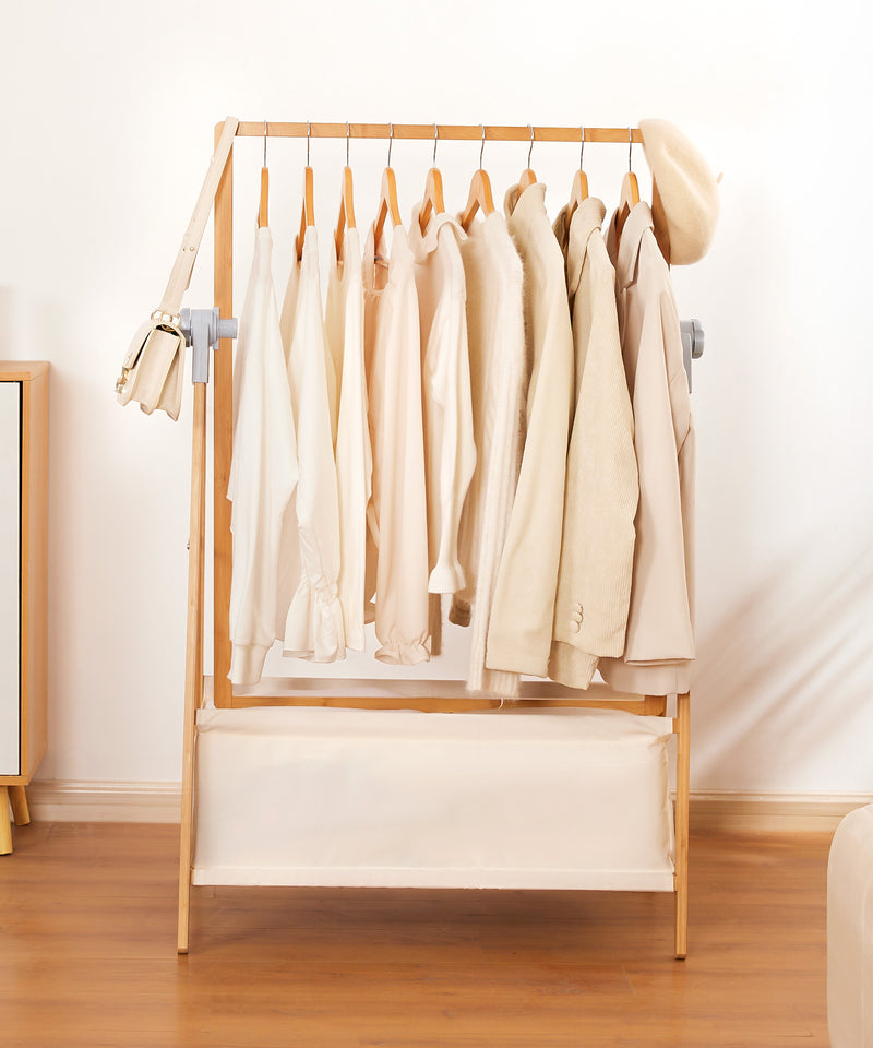 Yorbay Kleiderständer aus Bambus mit Aufbewahrungskorb - YB057 - Z104 - 8 - Yorbay.de