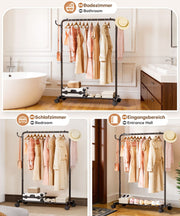 Yorbay Kleiderständer aus Metall mit Rollen, Haken und Ablage, 81/94 x 40 x 132 cm - YB087 - T070 - 7 - Yorbay.de