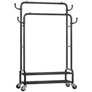 Yorbay Kleiderständer mit Rollen, Doppelstange, 2 Ablagen & 4 Haken - YB106-T075 - 1 - Yorbay.de