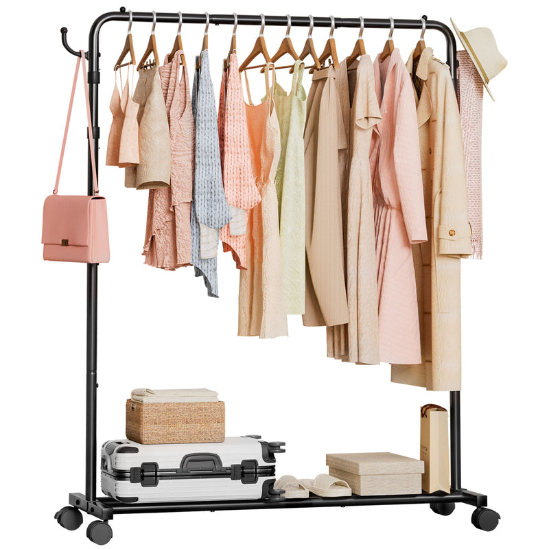 Yorbay höhenverstellbarer Kleiderständer aus Metall mit Rollen, Haken und Ablage - YB087-T096 - 11 - Yorbay.de