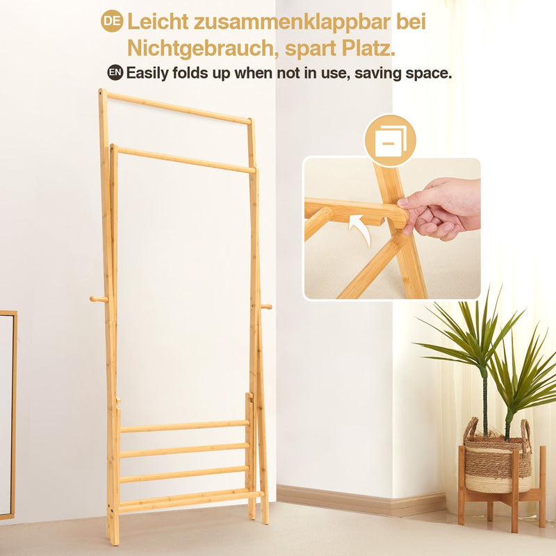 Yorbay Klappbare Garderobenständer aus Bambus Natur - YB033-Z066 - 6 - Yorbay.de