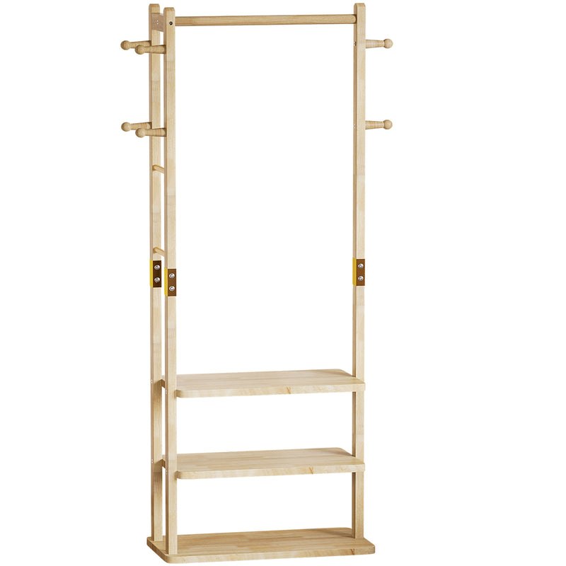 Yorbay Garderobenständer aus Holz mit 3 Ablagen, 59 × 29 × 170cm - YB089 - D044 - 1 - Yorbay.de