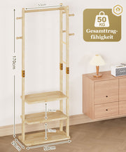 Yorbay Garderobenständer aus Holz mit 3 Ablagen, 59 × 29 × 170cm - YB089 - D044 - 3 - Yorbay.de