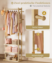 Yorbay Garderobenständer aus Holz mit 3 Ablagen, 59 × 29 × 170cm - YB089 - D044 - 4 - Yorbay.de