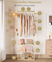 Yorbay Garderobenständer aus Holz mit 3 Ablagen, 59 × 29 × 170cm - YB089 - D044 - 6 - Yorbay.de