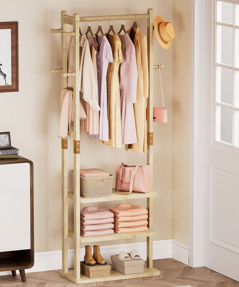 Yorbay Garderobenständer aus Holz mit 3 Ablagen, 59 × 29 × 170cm - YB089 - D044 - 7 - Yorbay.de
