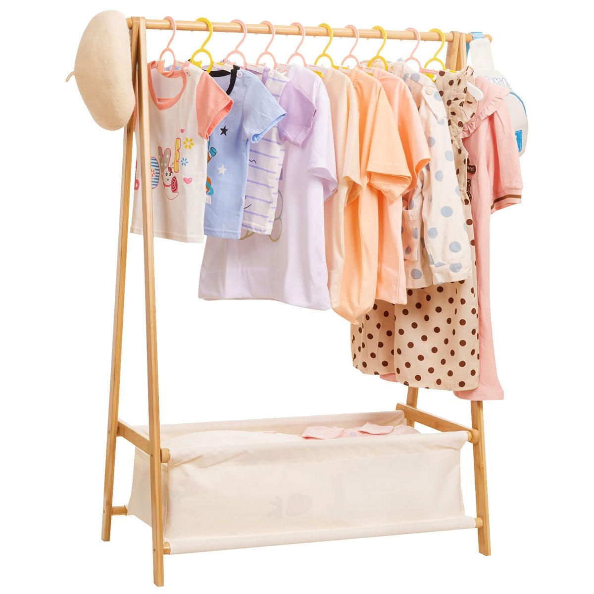 Kinder Rack Foldable clothes rack for children, bamboo coat rack — Yorbay.de