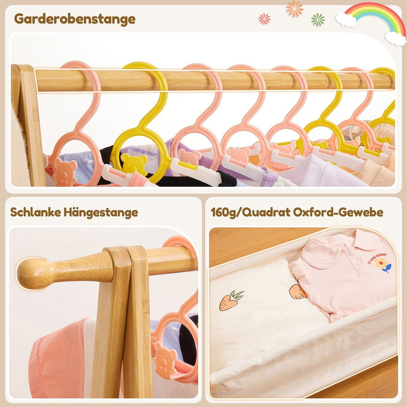 Yorbay klappbare Kinder Kleiderständer aus Bambus mit Aufbewahrungsbox - YB009-Z018 - 5 - Yorbay.de