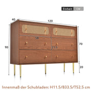 Kommode mit 6 Schubladen, 90 × 120 × 40 cm - YB - 091920AAA - 3 - Yorbay.de