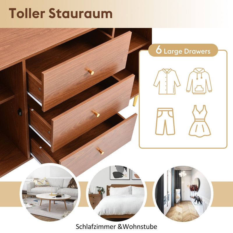 Kommode mit 2 Türen und 3 Schubladen, 90 × 150 × 40 cm - YB - 092122AAA - 6 - Yorbay.de