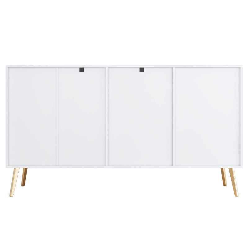 Sideboard in Weiß mit 7 Fächern und vergoldeten Beinen, 140 x 40 x 78 cm - YB - 5320089AAW - 6 - Yorbay.de