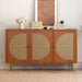 Sideboard mit 3 Rattan - Türen und Metallgriffen - YB - 307049054AAA - 2 - Yorbay.de