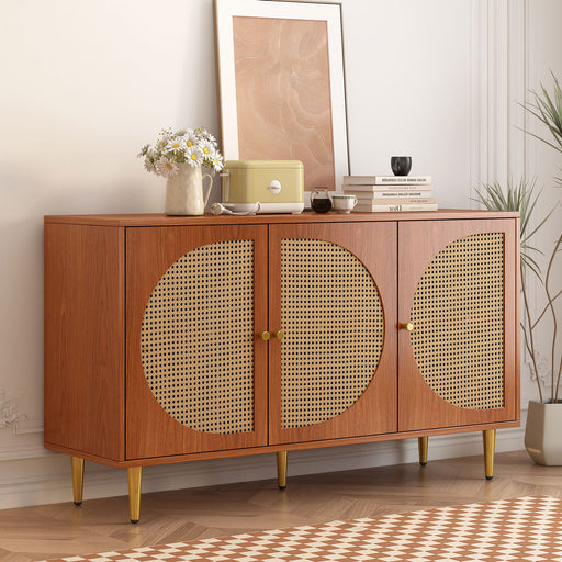 Sideboard mit 3 Rattan - Türen und Metallgriffen - YB - 307049054AAA - 6 - Yorbay.de