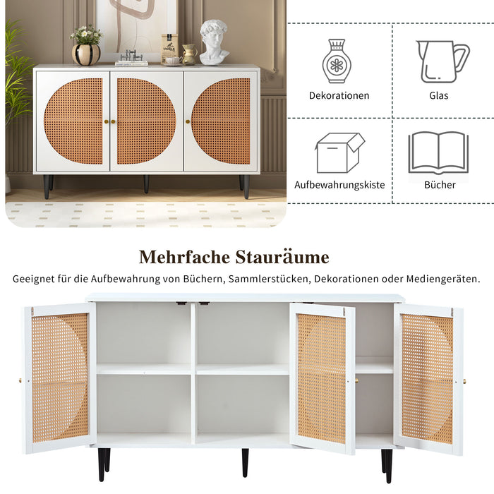 Sideboard mit 3 Rattan - Türen und Metallgriffen - YB - 307049054WAA - 10 - Yorbay.de