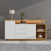 Multifunktionales Sideboard mit LED - Beleuchtung, Weiß & Holzimitat, 140 cm - YB - 316176177ZAA - 9 - Yorbay.de