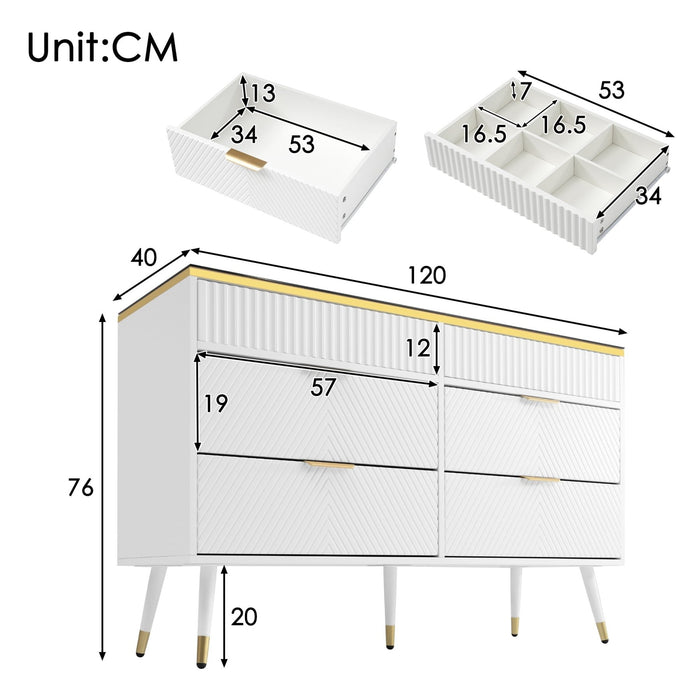 Kommode aus Bernstein Glas mit 6 Schubladen und Facheinteilung - YB - AB20302627W - 3 - Yorbay.de