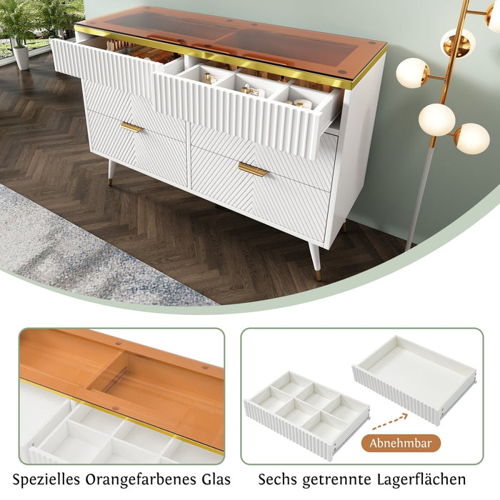 Kommode aus Bernstein Glas mit 6 Schubladen und Facheinteilung - YB - AB20302627W - 5 - Yorbay.de