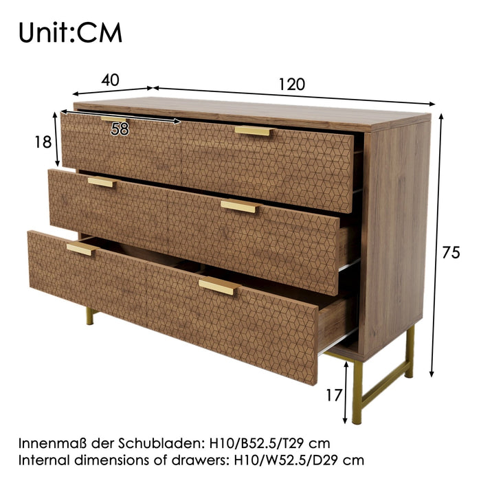 Geprägte Struktur - Kommode mit 6 Schubladen - YB - AB20560910A - 3 - Yorbay.de