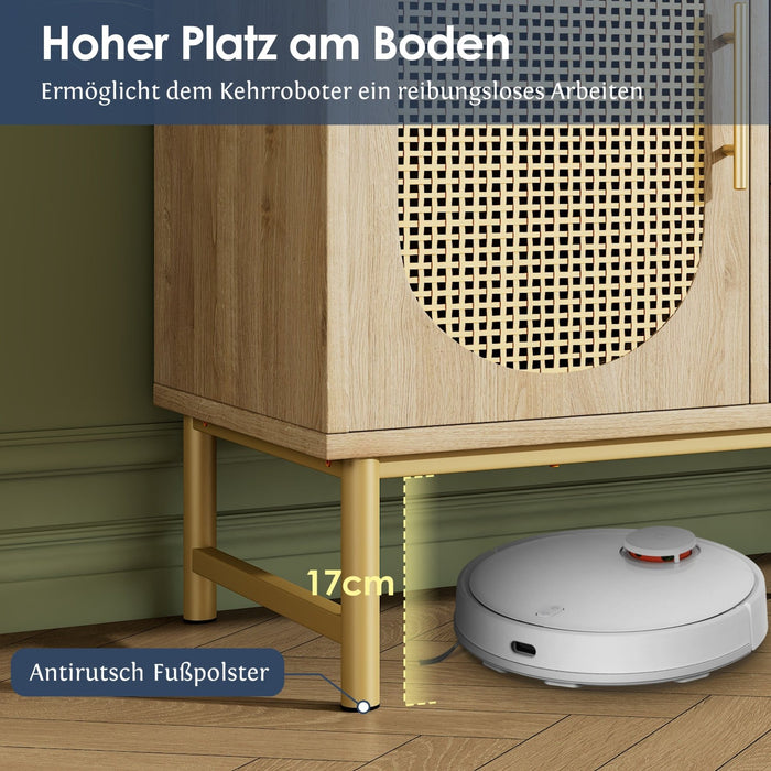 Rattan - Kommode mit 3 Schubladen und 2 Rattan - Türen - YB - AB20561516A - 6 - Yorbay.de