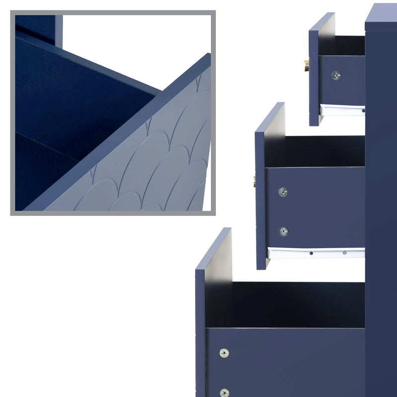 Nachttisch in Marineblau mit 3 Schubladen, 89 x 75 x 40 cm - YB-WF290545AAB - 6 - Yorbay.de