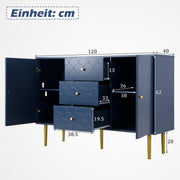 Kommode mit 2 Türen und 3 Schubladen in Marineblau, 82 x 120 x 40 cm 1 - Yorbay.de