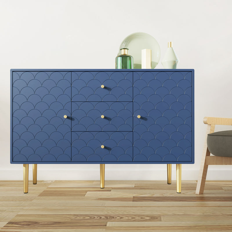 Kommode mit 2 Türen und 3 Schubladen in Marineblau, Höhenverstellbare Ablage - YB - 905467AAB - 6 - Yorbay.de