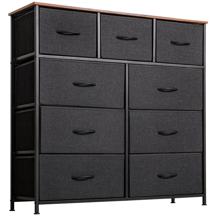 Yorbay Chest of Drawers with 9 Drawers Made of Fabric, Black