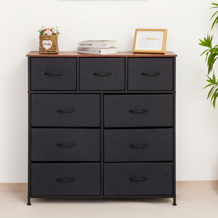 Yorbay Chest of Drawers with 9 Drawers Made of Fabric, Black