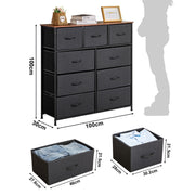 Yorbay Kommode mit 9 Schubladen aus Stoff, schwarz 3 - Yorbay.de