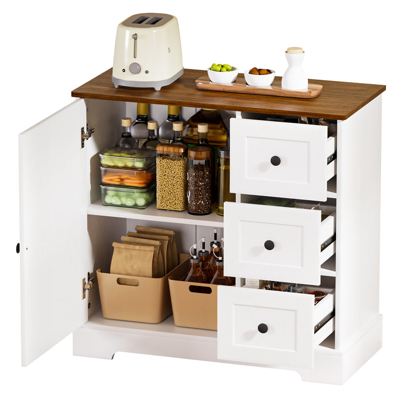Yorbay Kommode mit 1 Tür & 3 Schubladen 85 cm