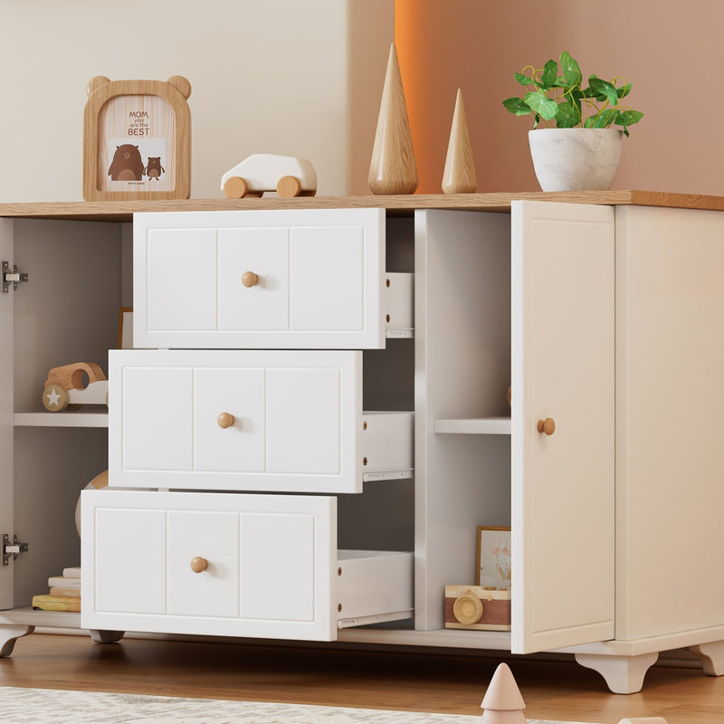 Klassische Kommode mit 3 Schubladen und 2 Türen, 140 x 45 x 84 cm - YB - N622P167085 - 4 - Yorbay.de