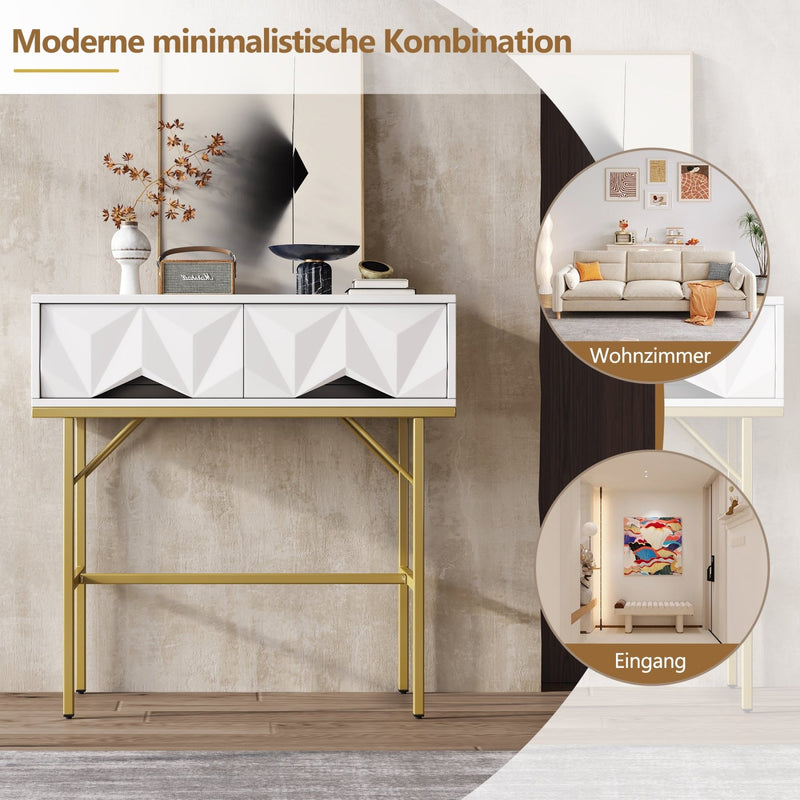 Konsolentisch mit geometrischem Schubladendesign - YB - N651P206004G - 6 - Yorbay.de