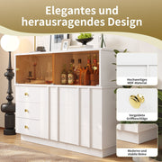 Küchenschrank/Sideboard mit rauchigen Glastüren, 120 x 33 x 95 cm - YB - 19338794AAW - 4 - Yorbay.de