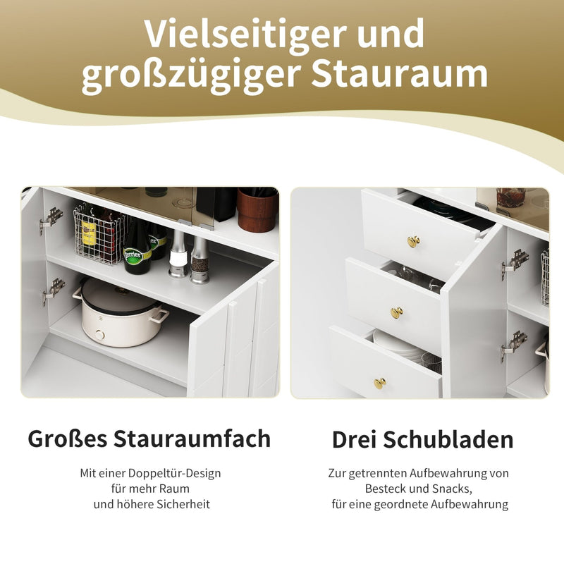 Küchenschrank/Sideboard mit rauchigen Glastüren, 120 x 33 x 95 cm - YB - 19338794AAW - 7 - Yorbay.de