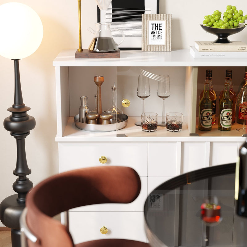 Küchenschrank/Sideboard mit rauchigen Glastüren, 120 x 33 x 95 cm - YB - 19338794AAW - 8 - Yorbay.de