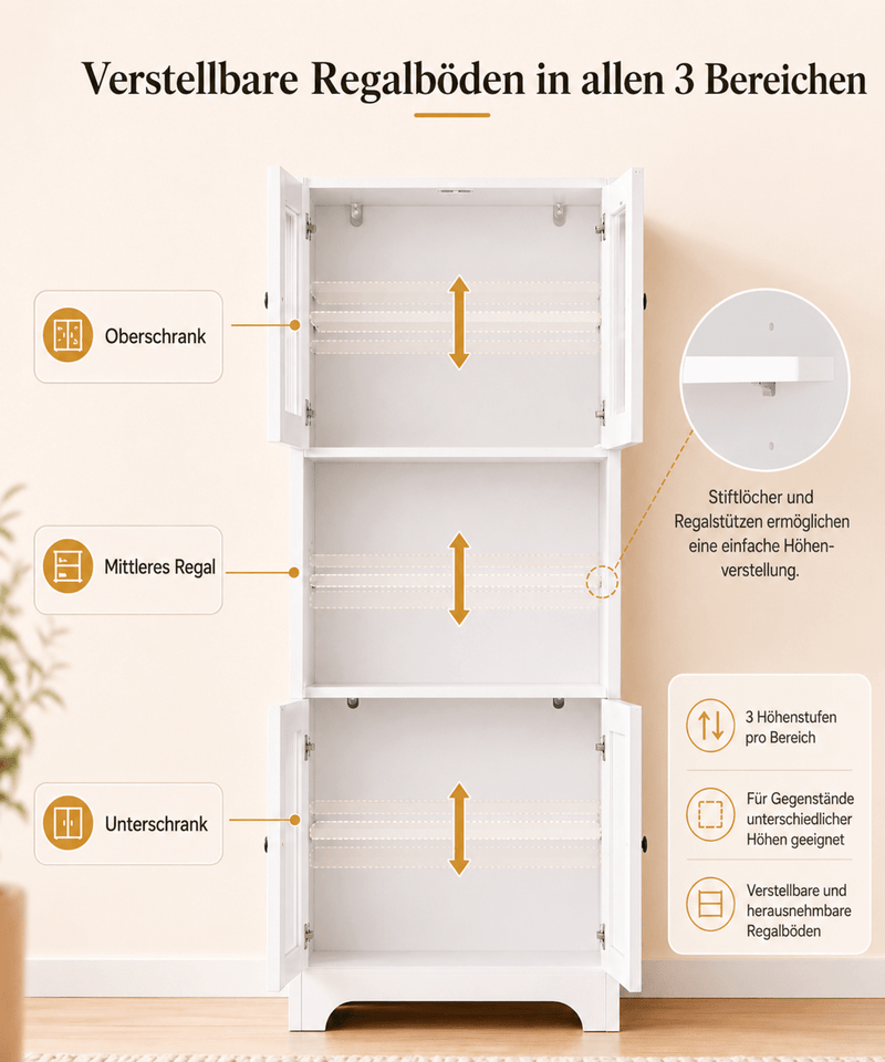 Yorbay Küchenschrank Weiß mit 6 Ebenen - YW006-D073 - 4 - Yorbay.de