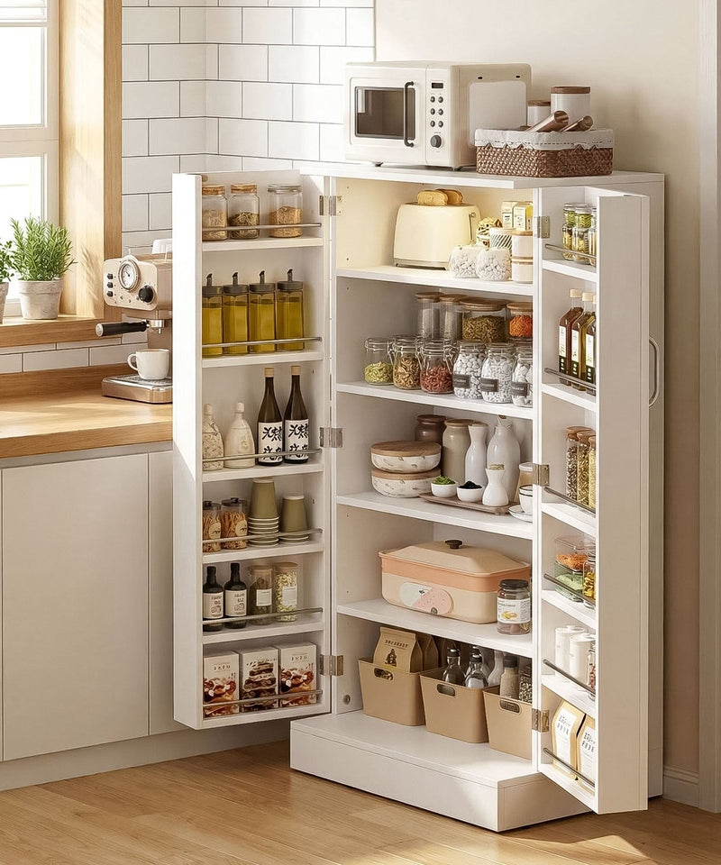 Yorbay Küchenschrank 120cm Weiß mit Doppeltür und Sensorlicht - YW007-D074 - 2 - Yorbay.de