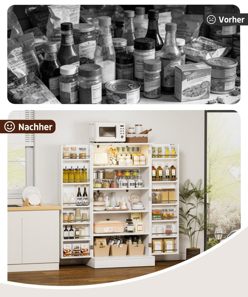 Yorbay Küchenschrank 120cm Weiß mit Doppeltür und Sensorlicht - YW007-D074 - 8 - Yorbay.de
