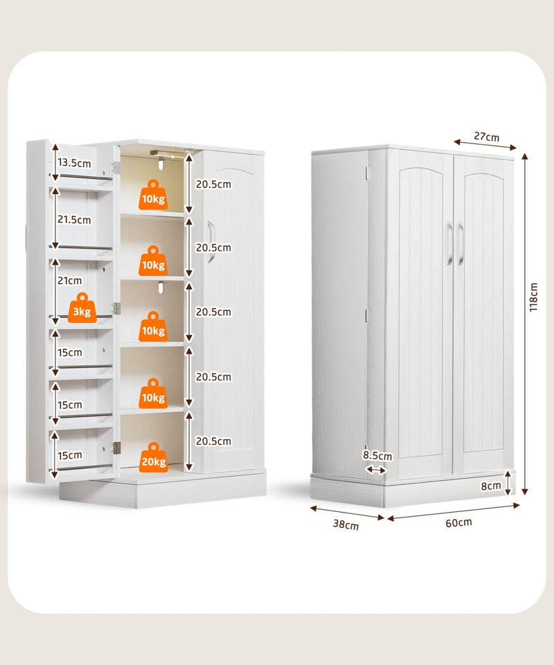 Yorbay Küchenschrank 120cm Weiß mit Doppeltür und Sensorlicht - YW007-D074 - 3 - Yorbay.de